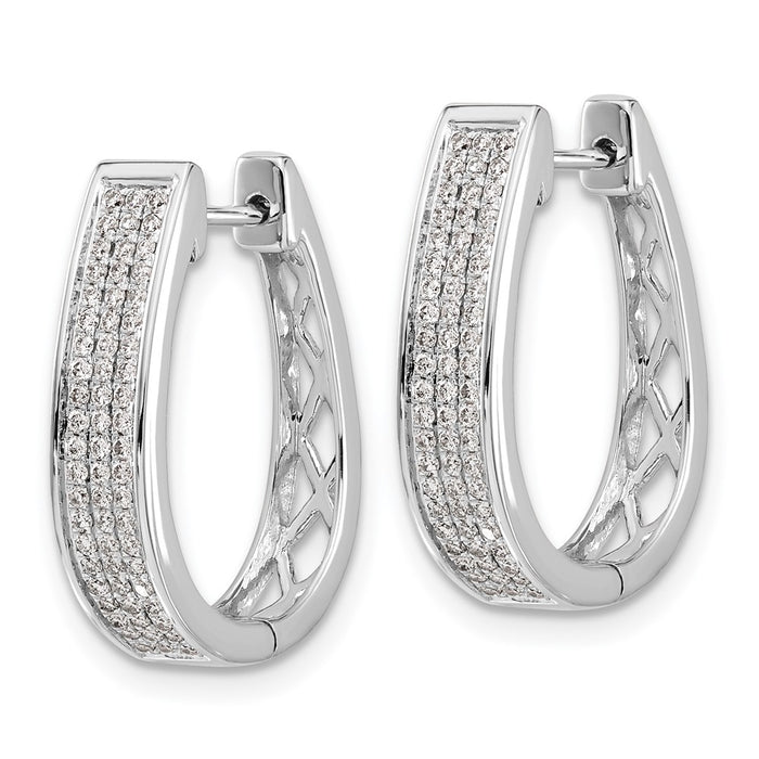 Buy Exclusive 14K White Gold Large Hinged Oval Hoop Earrings with Diamonds-2
