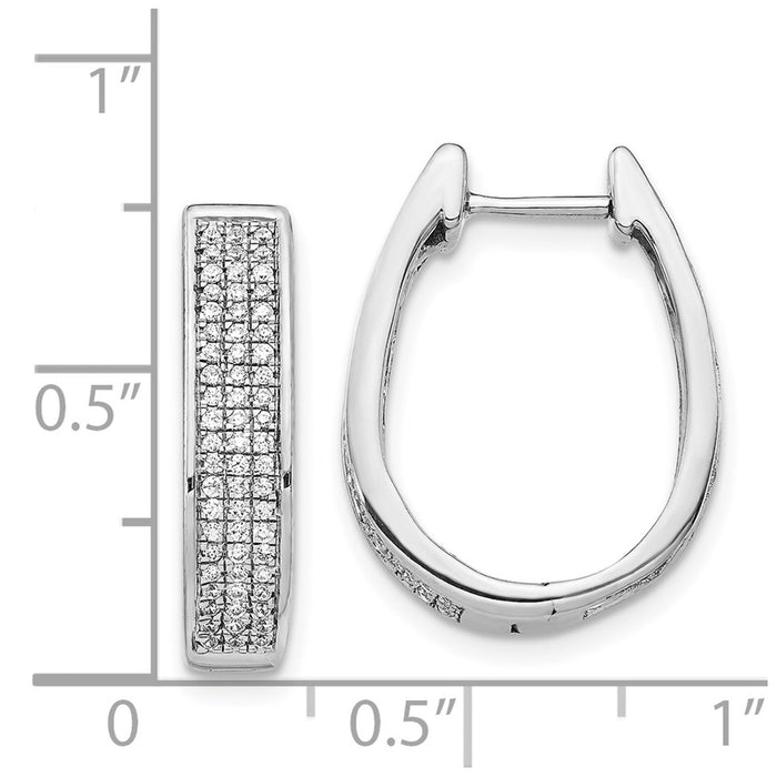 Buy Exclusive 14K White Gold Large Hinged Oval Hoop Earrings with Diamonds-4