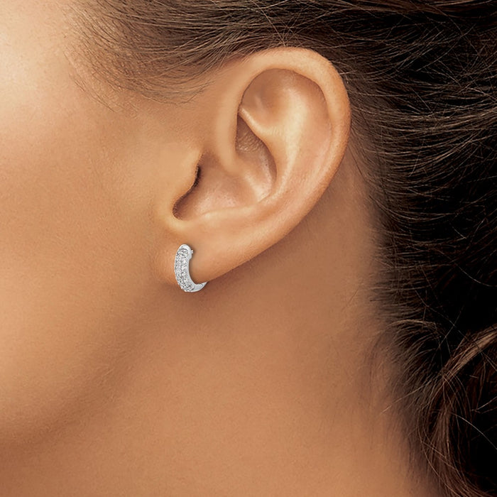 Buy Stylish 10K White Gold Diamond-Accented Hinged Hoop Earrings - Affordable Luxury-3