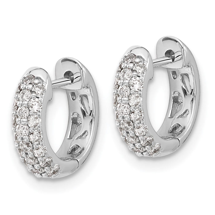Shop Exclusive 14K White Gold Diamond-Accented Hinged Hoop Earrings - Stylish & Affordable!-2