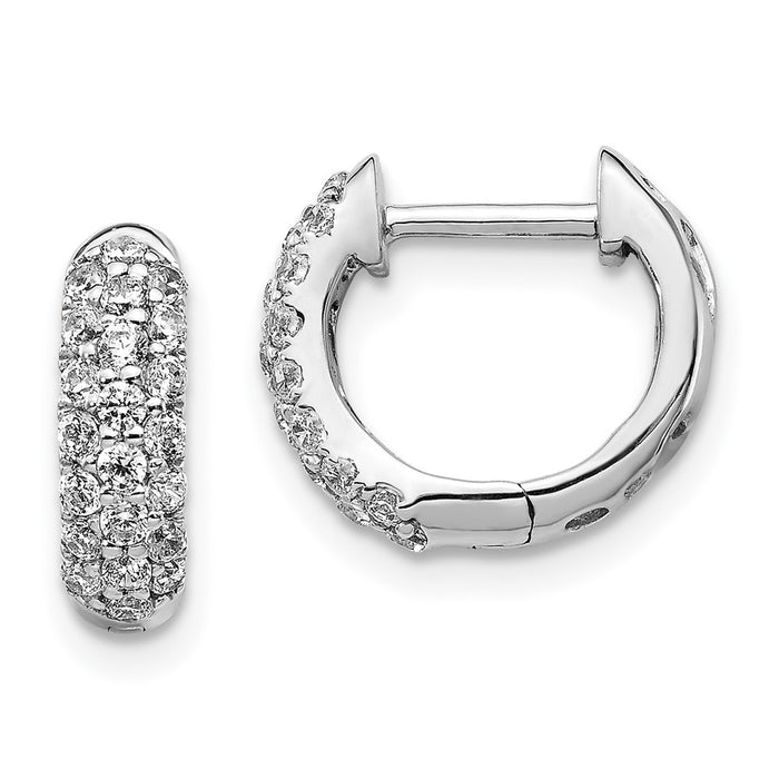 Shop Exclusive 14K White Gold Diamond-Accented Hinged Hoop Earrings - Stylish & Affordable!-1