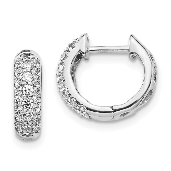 Buy Stylish 10K White Gold Diamond-Accented Hinged Hoop Earrings - Affordable Luxury-1