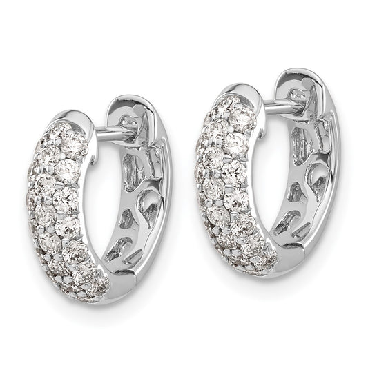 Exclusive 14K White Gold Diamond-Accented Hinged Hoop Earrings - Stylish Value!