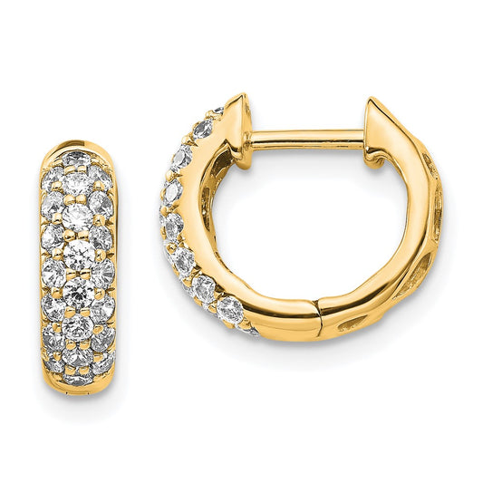 Shop Designer 14K Yellow Gold Diamond-Accented Hinged Hoop Earrings - Stylish Value