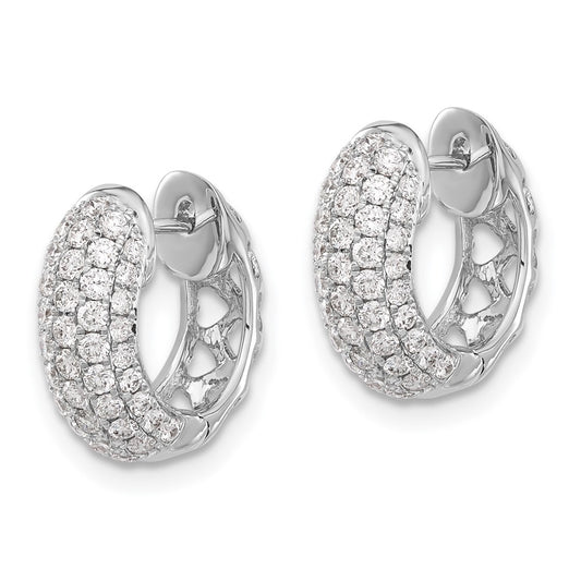 Buy Stylish 14K White Gold Diamond-Accented Hinged Hoop Earrings - 1.5"