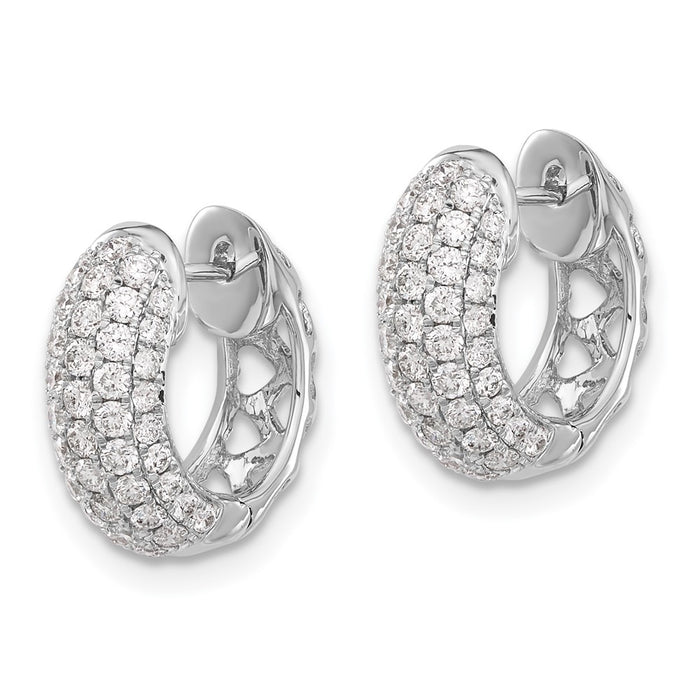 Buy Stylish 14K White Gold Diamond-Accented Hinged Hoop Earrings - 1.5"-2
