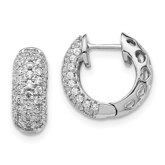 Buy Stylish 14K White Gold Diamond-Accented Hinged Hoop Earrings - 1.5"
