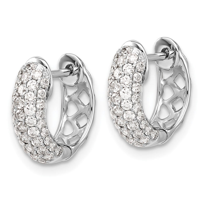 Shop Stylish 14K White Gold Diamond-Accented Hinged Hoop Earrings 1.5"-2