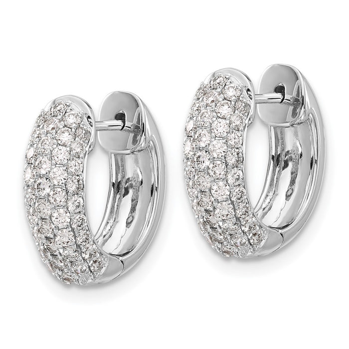 Shop Stylish 14K White Gold Diamond-Accented Hinged Hoop Earrings, 1.5"-2
