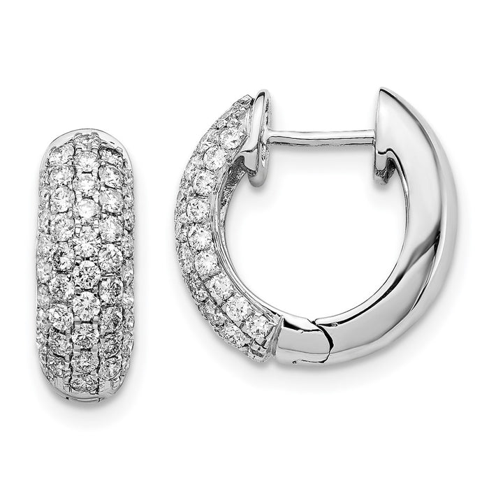 Shop Stylish 14K White Gold Diamond-Accented Hinged Hoop Earrings, 1.5"-1