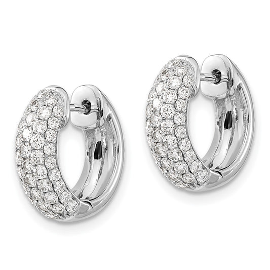 Exclusive 14K White Gold Diamond-Accented Hoop Earrings - Stylish Value!