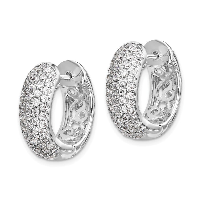 Shop Exclusive 14K White Gold Diamond-Accented Hinged Hoop Earrings, Stylish!-2