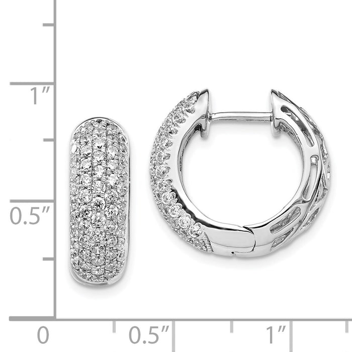 Shop Exclusive 14K White Gold Diamond-Accented Hinged Hoop Earrings, Stylish!-4