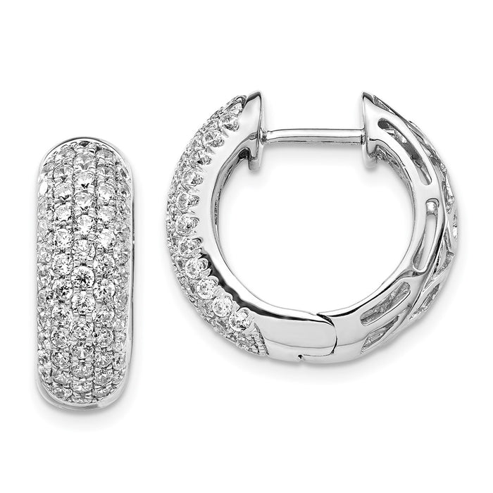 Shop Exclusive 14K White Gold Diamond-Accented Hinged Hoop Earrings, Stylish!-1