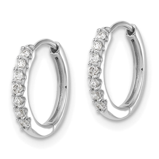 Shop Stylish 10K White Gold Diamond-Accented Hinged Hoop Earrings, 1.5"
