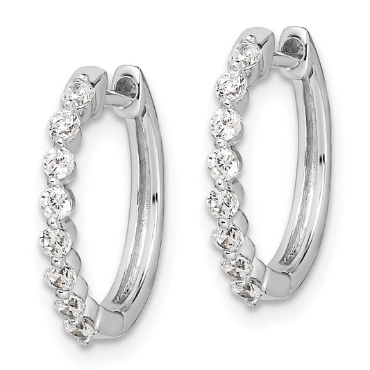 Shop 10K White Gold Diamond-Accented Hinged Hoop Earrings | Luxury Style