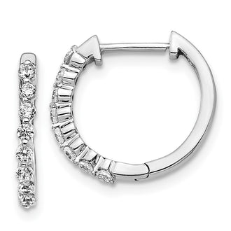 Shop Stylish 14K White Gold Diamond-Accented Hinged Hoop Earrings - 1.5"