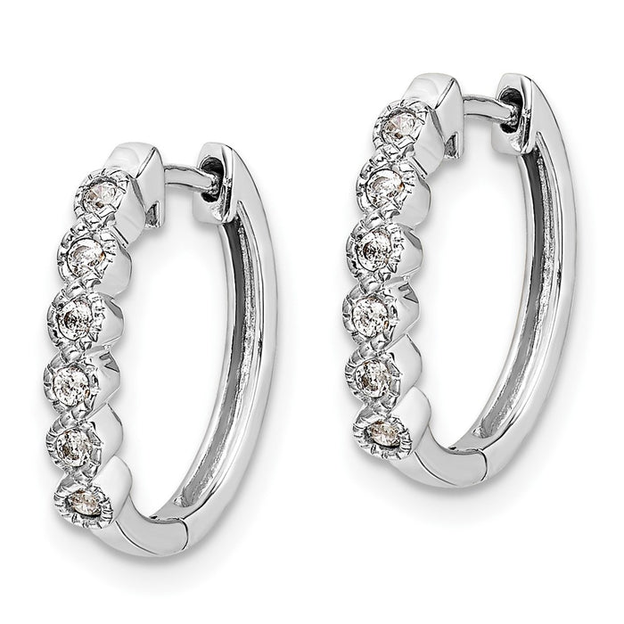 Buy 10K White Gold Diamond-Accented Hoop Earrings - Stylish & Affordable Value-2