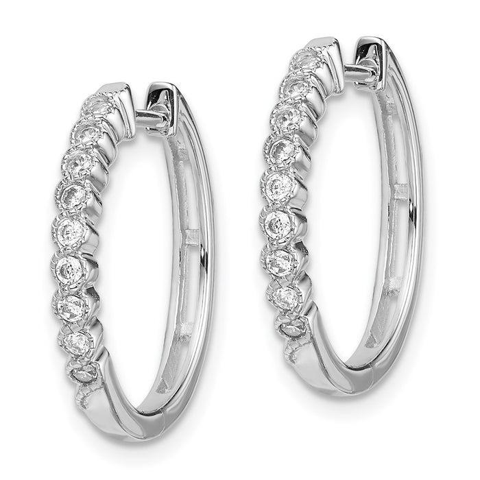 Shop Polished Diamond Hinged Hoop Earrings in 14K White Gold - Stylish Design-2