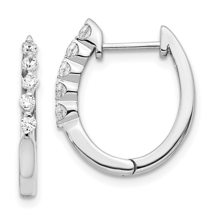 High-Quality 14K White Gold Diamond-Accented Hinged Hoop Earrings Value Deal-1