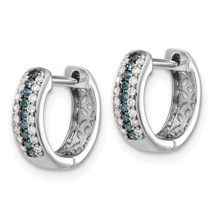 Buy Exclusive 14K White Gold Hinged Hoop Earrings with Blue & White Diamonds-2