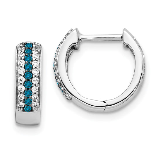 Buy Exclusive 14K White Gold Hinged Hoop Earrings with Blue & White Diamonds