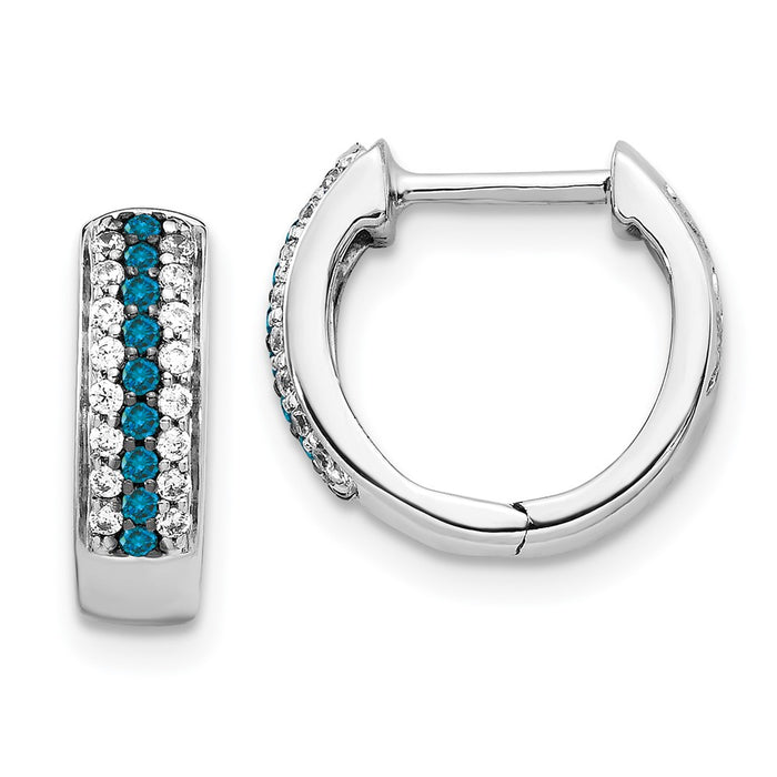 Buy Exclusive 14K White Gold Hinged Hoop Earrings with Blue & White Diamonds-1