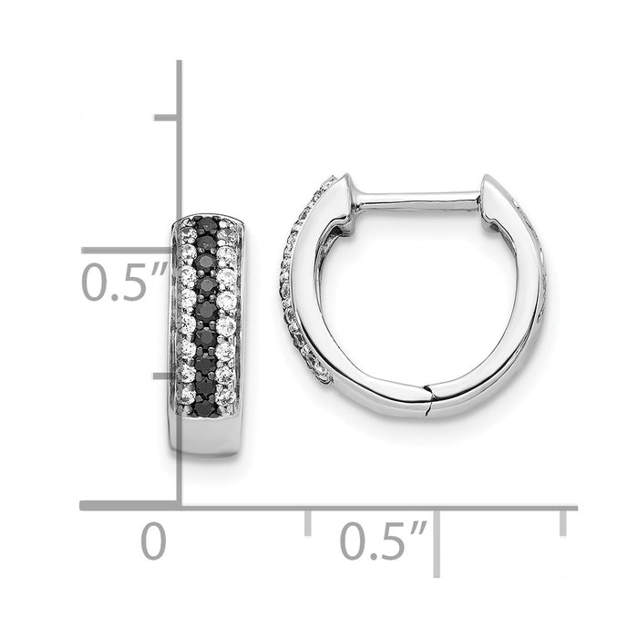 Exclusive 10K White Gold Hoop Earrings with Black & White Diamonds | Stylish Value-4