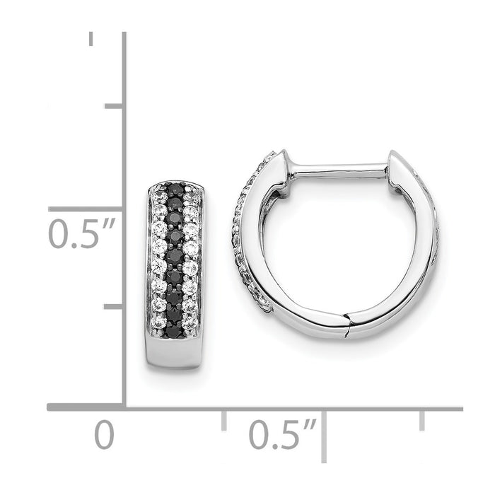 Shop Exclusive 14k White Gold Hinged Hoop Earrings with Black & White Diamonds-4