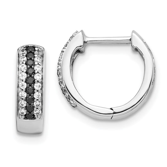 Shop Exclusive 14k White Gold Hinged Hoop Earrings with Black & White Diamonds