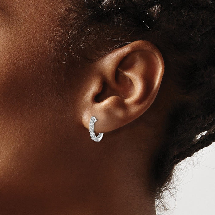 Shop Exclusive Polished Diamond Hinged Hoop Earrings in 14K White Gold-3