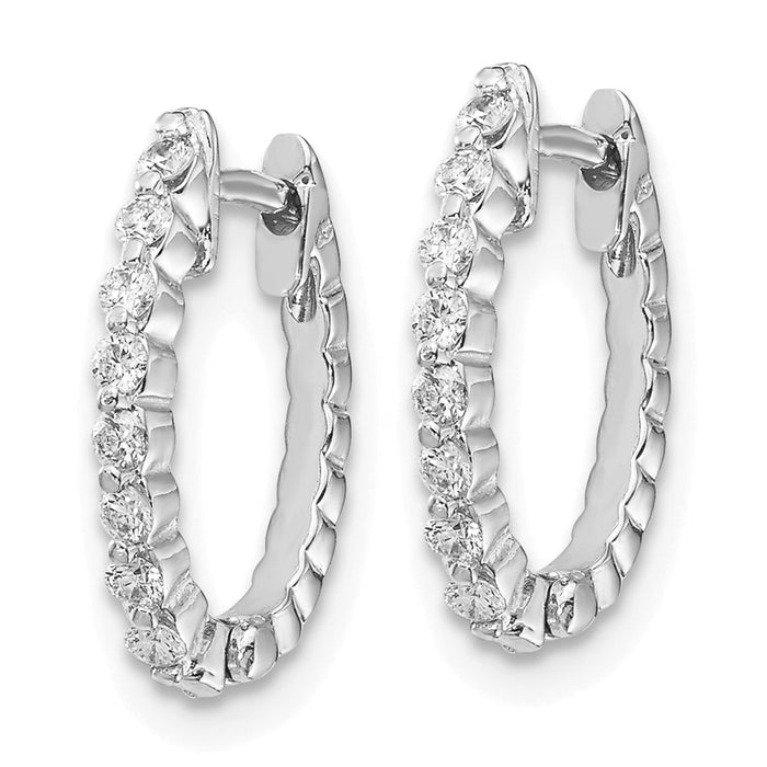 Shop Stylish 14K White Gold Diamond-Studded Hoop Earrings - 1.5" Premium Quality-2