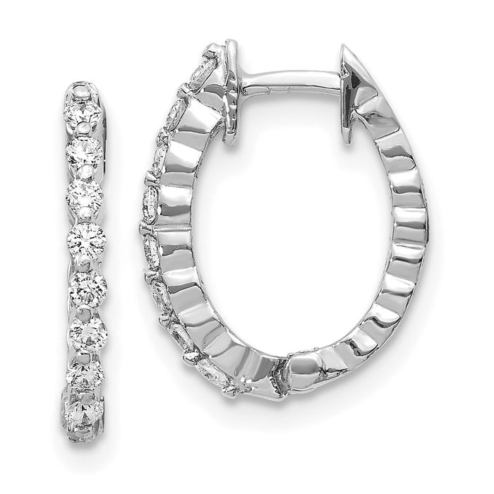 Shop Stylish 14K White Gold Diamond-Studded Hoop Earrings - 1.5" Premium Quality-1