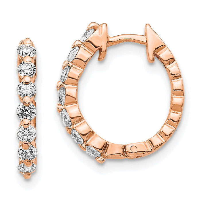 Shop Exclusive 14K Rose Gold Diamond-Studded Hinged Hoop Earrings - Stylish Value!-1
