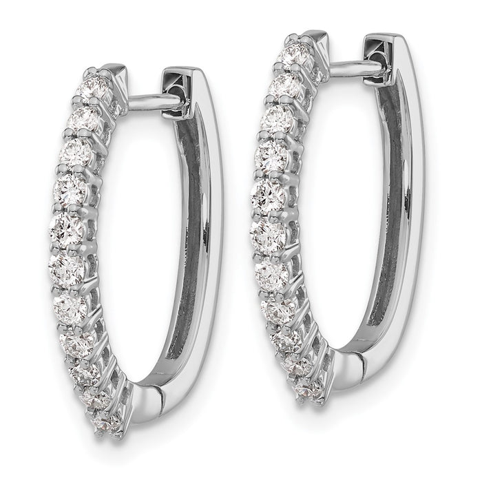 Shop Stylish 14K White Gold Diamond-Accented Hinged Hoop Earrings, 1.5-2