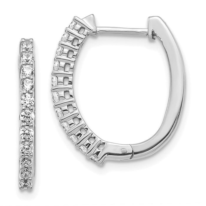 Shop Stylish 14K White Gold Diamond-Accented Hinged Hoop Earrings, 1.5-1