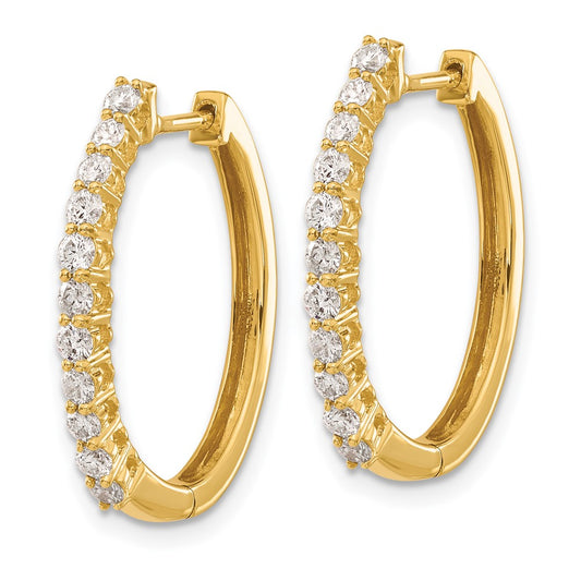 Shop Designer 14K Gold Diamond-Accented Hinged Hoop Earrings - Stylish & Affordable!