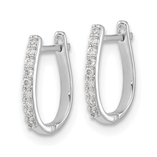 Buy Stylish 14K White Gold Diamond-Accented Hinged Hoop Earrings - 1.5"