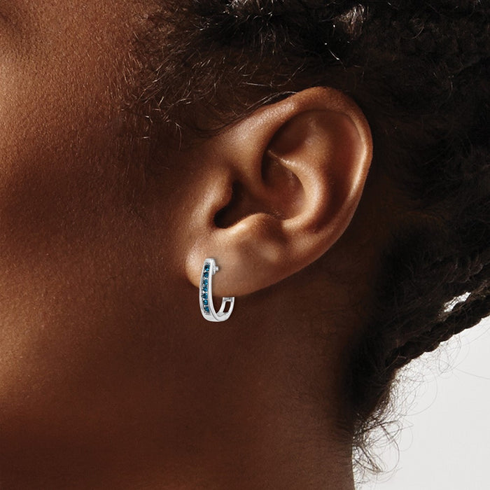 Buy Stylish 14K White Gold 3mm Diamond Hinged Hoop Earrings-3