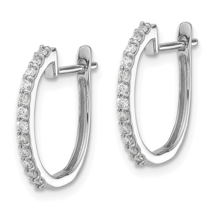 Shop Exclusive 14K White Gold 1.3mm Diamond Hinged Hoop Earrings - Stylish Value-2