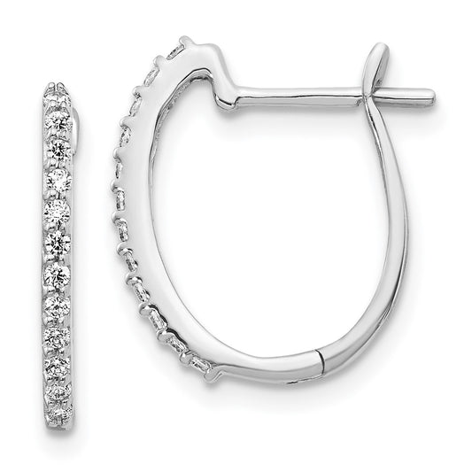 Shop Exclusive 14K White Gold 1.3mm Diamond Hinged Hoop Earrings - Stylish Value