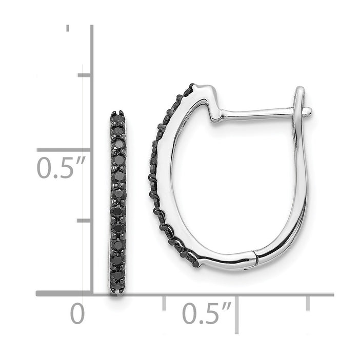 Buy Exclusive 14K White Gold Hinged Hoop Earrings with 1.3mm Black Diamonds-4