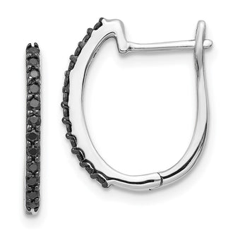 Buy Exclusive 14K White Gold Hinged Hoop Earrings with 1.3mm Black Diamonds