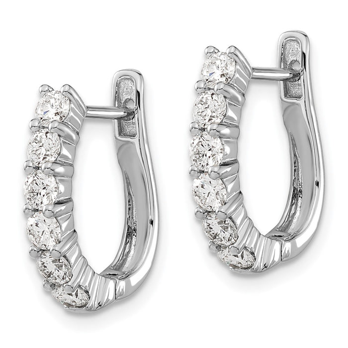 Shop Stylish 14K White Gold Diamond-Accented Hinged Hoop Earrings, 1.5"-2