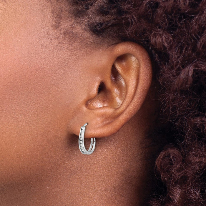 Buy Exclusive 14K White Gold Oval Hinged Hoop Earrings with Diamonds - Luxury Style-3