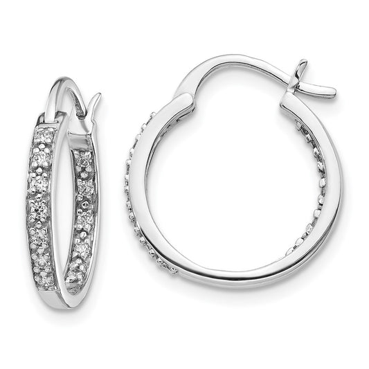 Exclusive 14K White Gold Diamond Inside-Out Hoop Earrings - Stylish Value!
