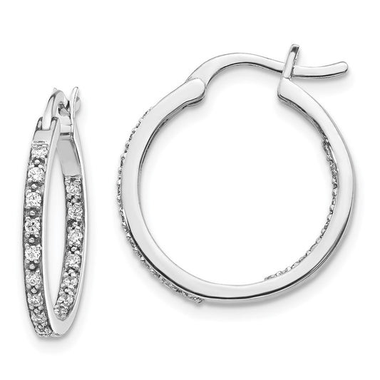Buy Exclusive 14K White Gold Diamond Inside-Out Hoop Earrings - Stylish Luxury
