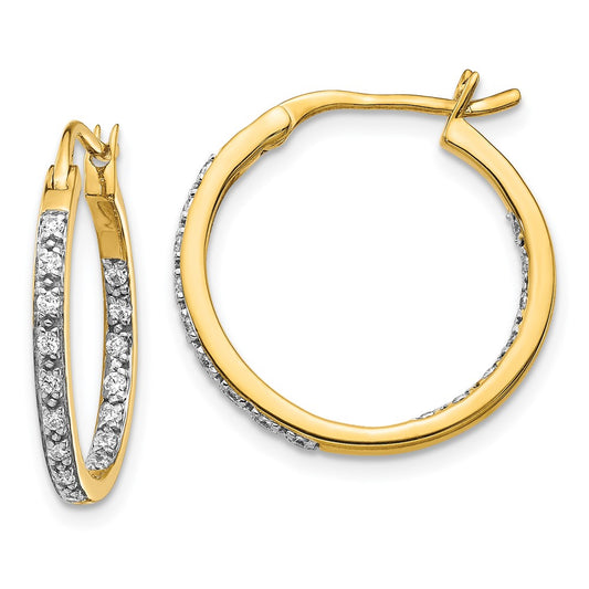 High-Quality 14K Gold Diamond Inside-Out Hoop Earrings | Stylish Value Deal