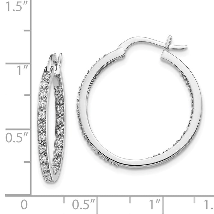 Shop Exclusive 14K White Gold Diamond Inside-Out Hoop Earrings - Stylish Value!-4