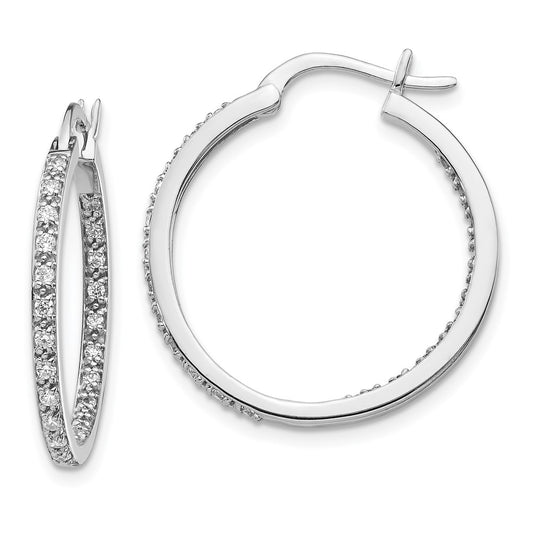 Shop Exclusive 14K White Gold Diamond Inside-Out Hoop Earrings - Stylish Value!